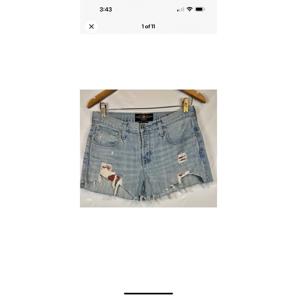 Lucky Brand Dylan Boyfriend Blue Distressed Cotton Denim Jean Shorts Size 2/26 - Picture 1 of 11